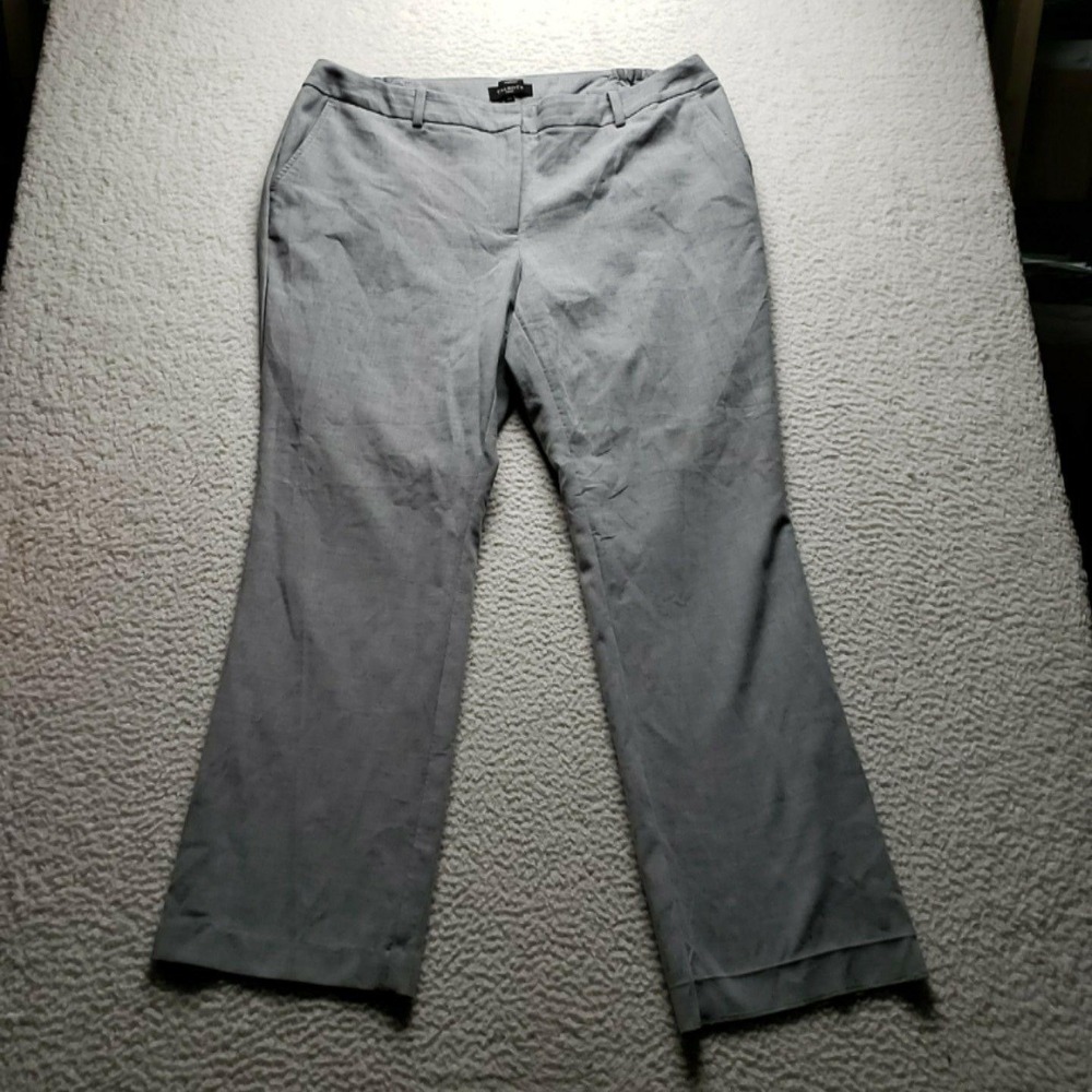 Talbots Dress Pants Womens 18W Gray Twill Flat Front Pockets Casual Workwear